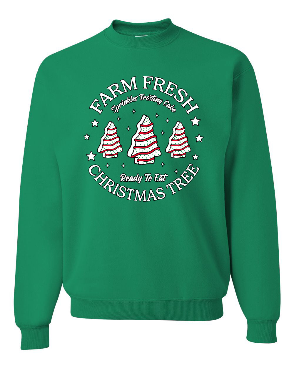 Farm Fresh Christmas Tree, Sprinkle Frosted Cake, Ready to Eat | Classic Winter Holiday Dessert  Ugly Christmas Unisex Crewneck Sweatshirt