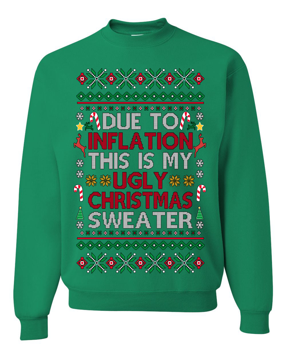 Due to Inflation This is My Ugly Christmas Sweater. Funny 2024 Economy Recession Joke | Ugly Christmas Sweater Crewneck Sweatshirt Ugly Christmas Unisex Crewneck Sweatshirt