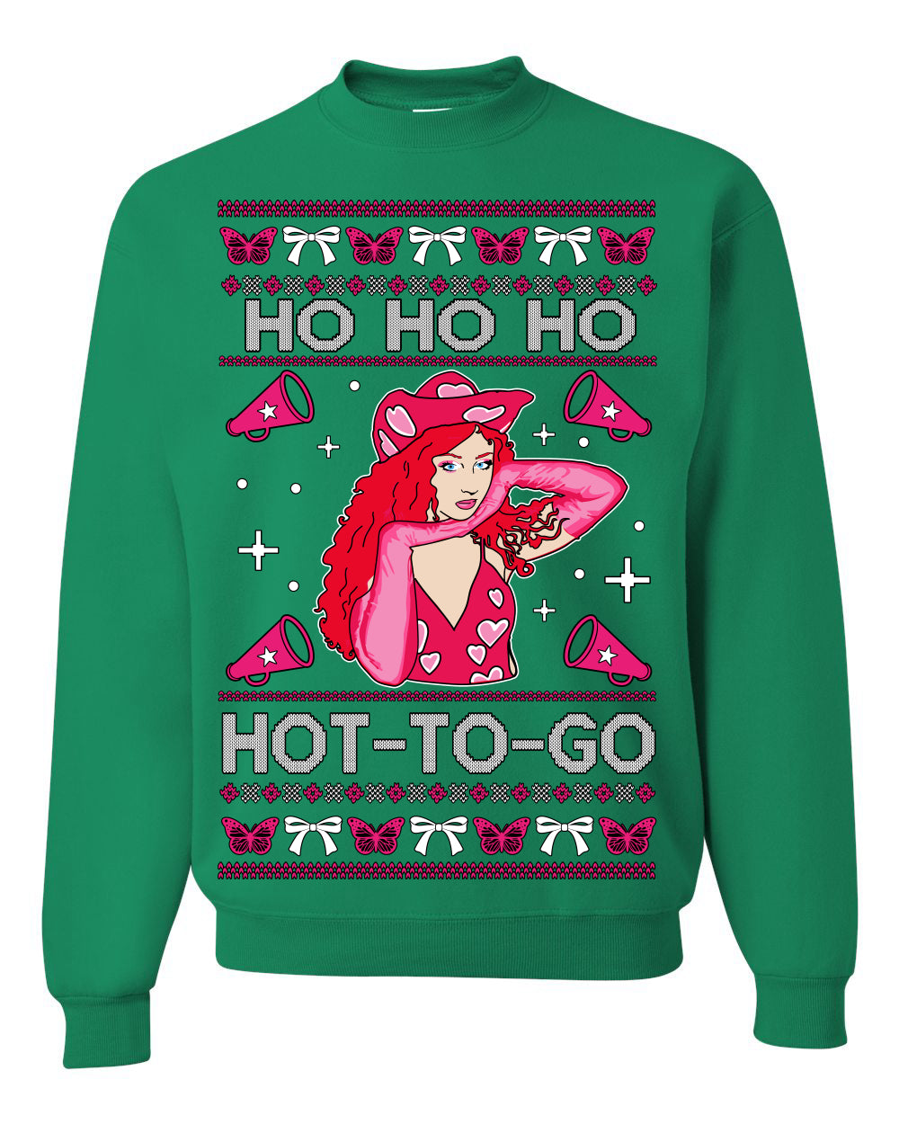 Ho Ho Ho Hot to Go, Viral Midwest Princess Song Dance Pop Star Concert Tour Merch, Ugly Christmas Sweater Ugly Christmas Unisex Crewneck Sweatshirt