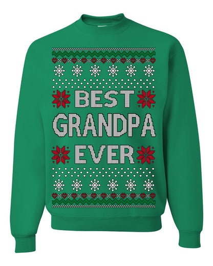 Best Grandpa Ever Classic Xmas Winter Holidays Ugly Christmas Sweater Ugly Christmas Unisex Crewneck Sweatshirt