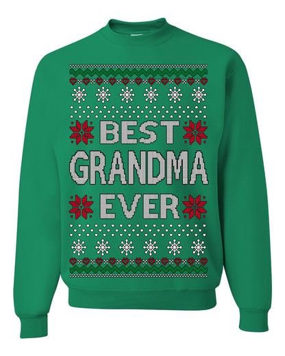 Best Grandma Ever Classic Xmas Winter Holidays Ugly Christmas Sweater Ugly Christmas Unisex Crewneck Sweatshirt