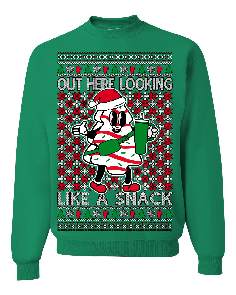 Out Here Looking Like a Snack, Funny Cute White Chocolate Sprinkles Holiday Trendy Millennial Christmas Cookie Ugly Christmas Sweater Ugly Christmas Unisex Crewneck Sweatshirt