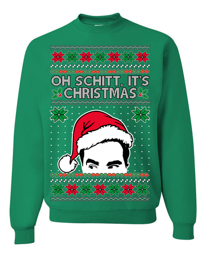 Oh Schitt It's Christmas Funny David TV Show Sitcom Ugly Christmas Sweater Ugly Christmas Unisex Crewneck Sweatshirt
