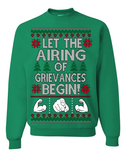 Let the Airing of Grievances Begin Funny TV Sitcom Festivus for the Rest of Us, Feats of Strength Iconic TV Quote Ugly Christmas Unisex Crewneck Sweatshirt
