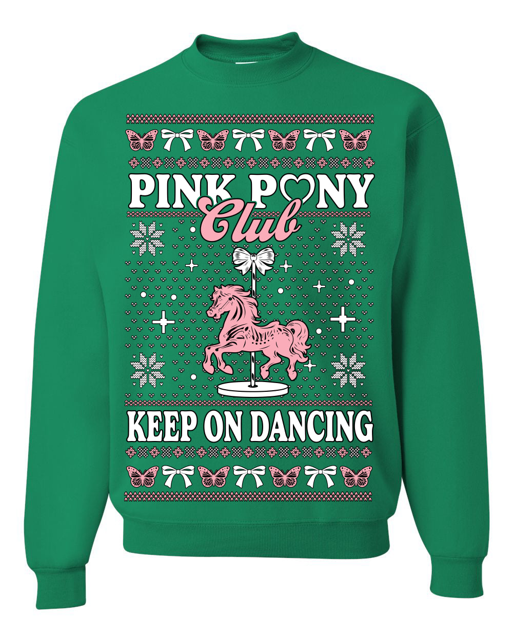 Pink Pony Club Pop Star Keep on Dancing, Iconic Music Concert Fan Merch Ugly Christmas Sweater Ugly Christmas Unisex Crewneck Sweatshirt