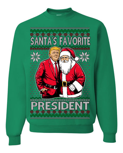 Santa's Favorite President Red Suit Trump, 47th USA President of the United States, Gift for Republicans Conservatives Ugly Christmas Sweater Ugly Christmas Unisex Crewneck Sweatshirt
