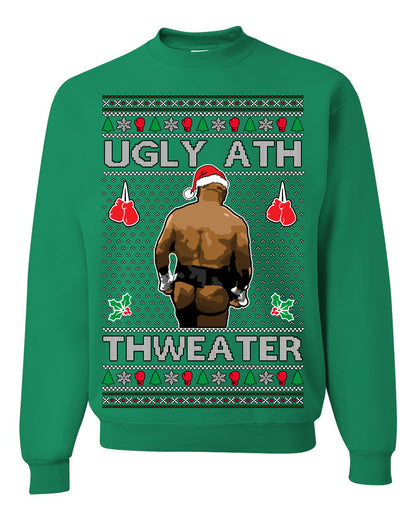 Ugly Ath Sweater Merry Chrithmith, Mike Tyson Butt Viral Ugly Ass Boxing Fight Meme Men Women Funny Ugly Christmas Sweater Ugly Christmas Unisex Crewneck Sweatshirt