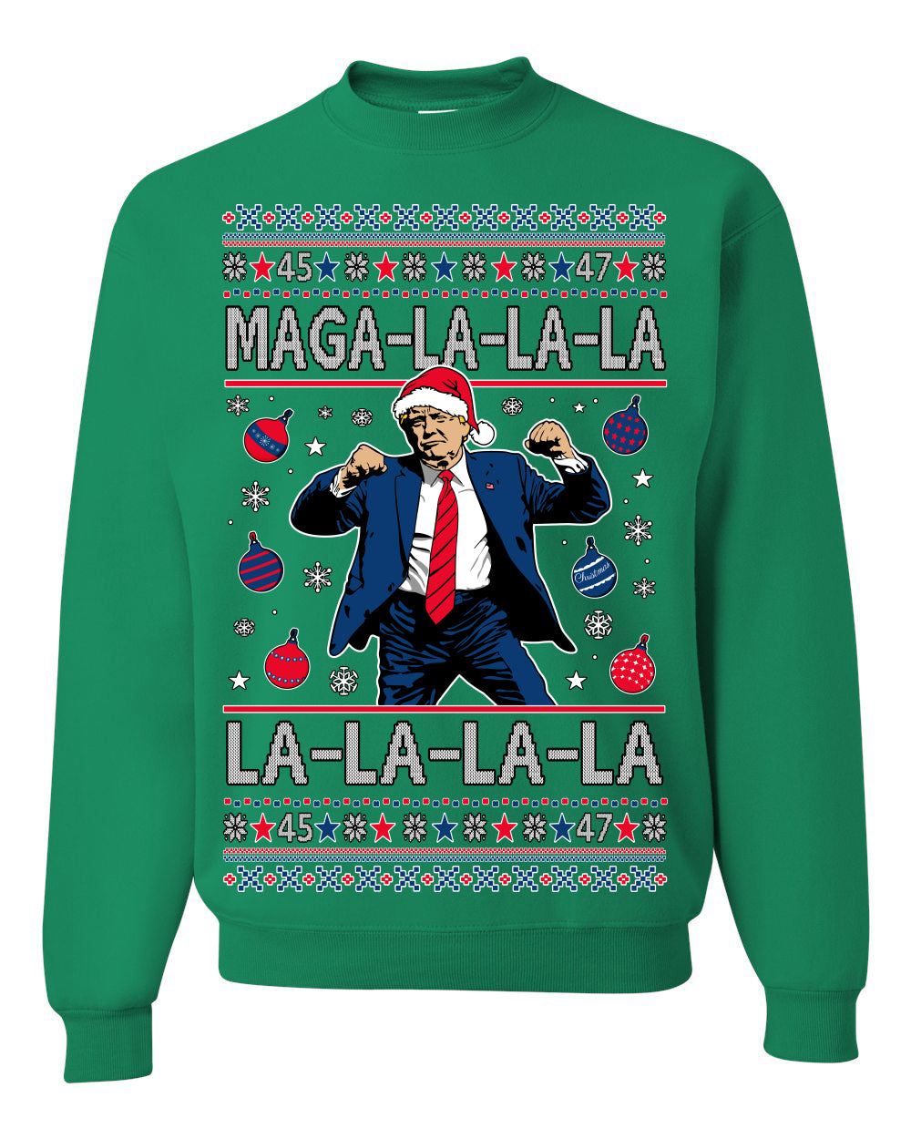Maga La La La, Funny Xmas Santa Donald Trump Viral Shimmy Dance Classic Christmas Carol Song, Ugly Christmas Sweater Ugly Christmas Men's T-Shirt