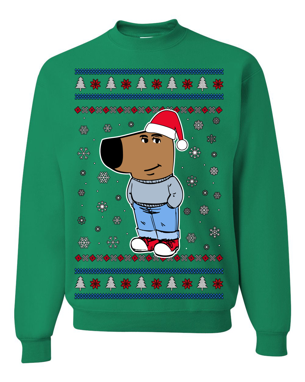 I'm Just a Chill Guy My New Character, Santa Dog Viral Meme Coin CHILLGUY Funny Internet Memes, Ugly Christmas Sweater Ugly Christmas Men's T-Shirt