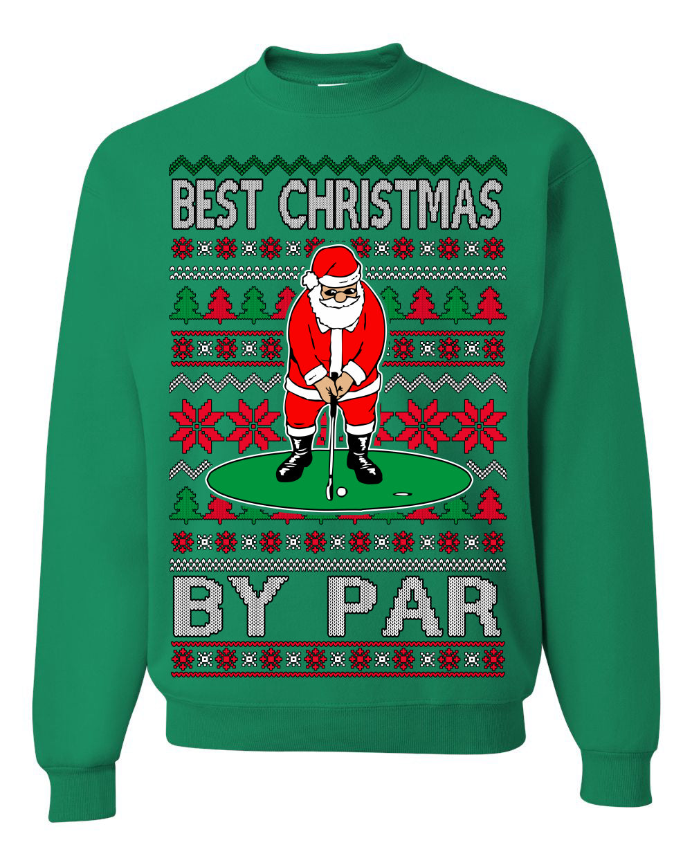 Best Christmas By Par Funny, Santa Golfing Iron Wedge Wood Drive Fore Birdie Eagle, Pun Sports Golf Ugly Christmas Sweater Ugly Christmas Men's T-Shirt