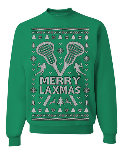 Merry Laxmas Funny Lacrosse Sports LAX, Teen Sport Player Boys Girls Adult Pun Ugly Christmas Sweater Ugly Christmas Men's T-Shirt