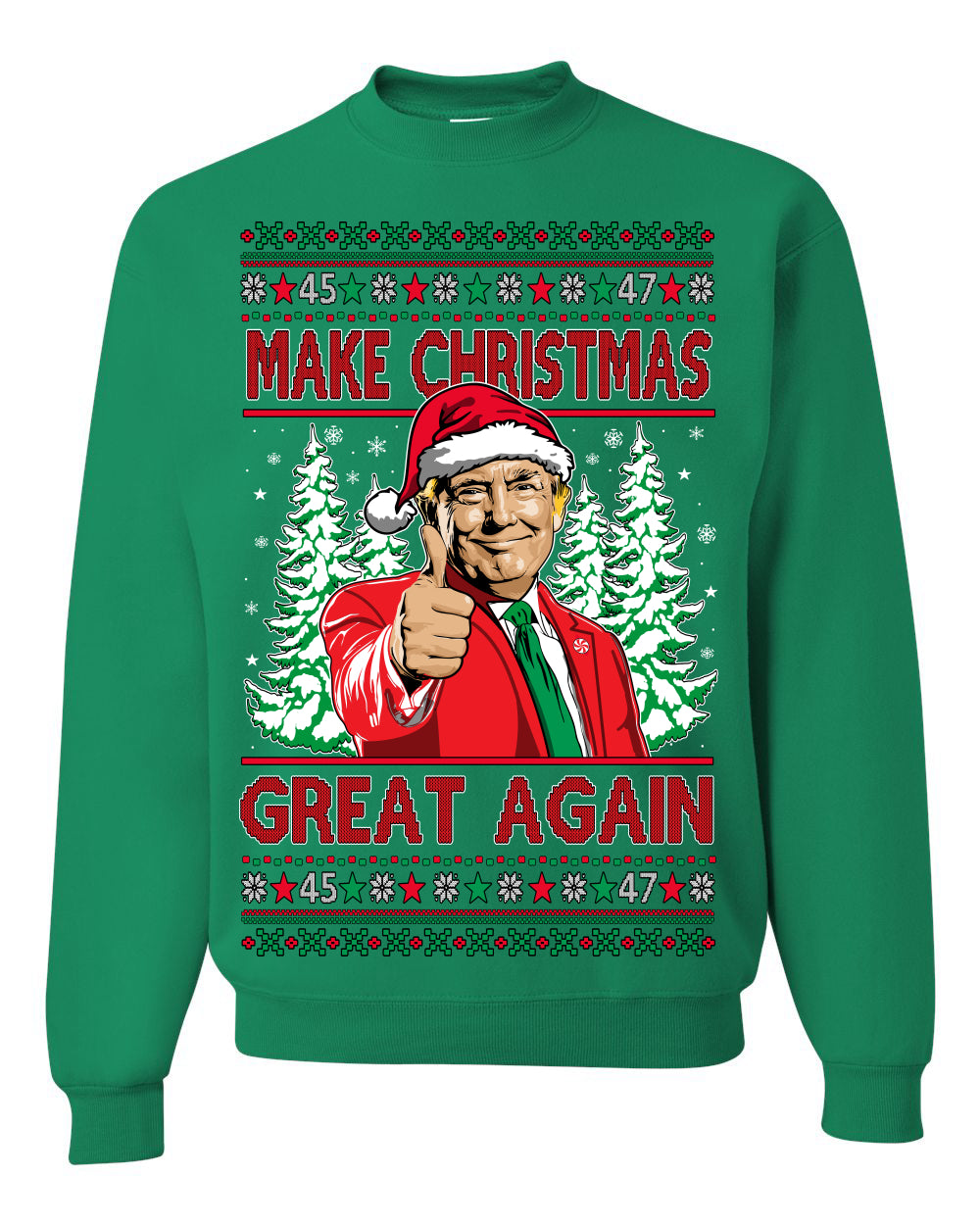 Make Christmas Great Again, Santa Claus Donald Trump, JD Vance 2024 Election Funny Political Conservative Republican Men Women Ugly Christmas Sweater Ugly Christmas Men's T-Shirt