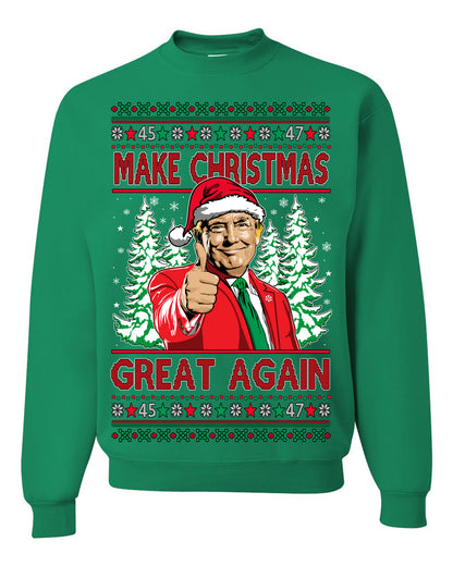 Make Christmas Great Again, Santa Claus Donald Trump, JD Vance 2024 Election Funny Political Conservative Republican Men Women Ugly Christmas Sweater Ugly Christmas Men's T-Shirt