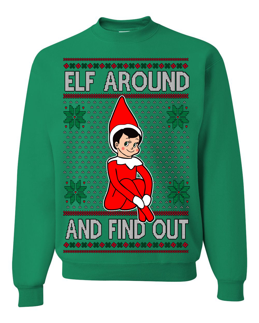 Elf Around and Find Out Funny Gift Toy on a Shelf, Classic Viral Winter Holidays Xmas Meme Ugly Christmas Sweater Ugly Christmas Men's T-Shirt