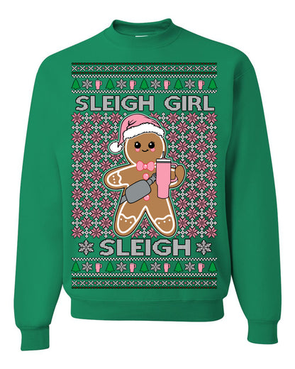 Sleigh Girl Sleigh Funny Trendy Pop Girly Sling Bag Coffee Cup Ugly Christmas Sweater Ugly Christmas Men's T-Shirt