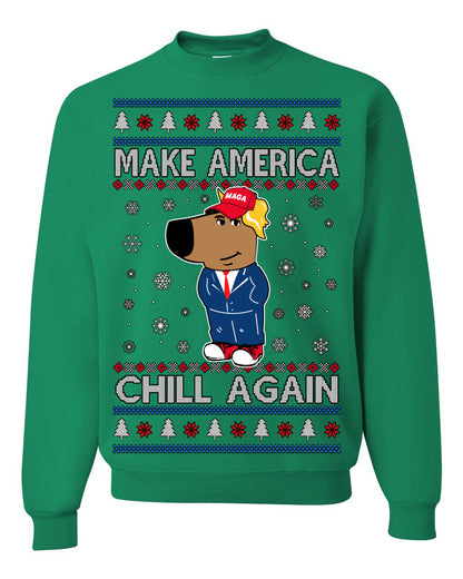 Make America Chill Again Chill Guy Donald Trump, My New Character Viral Gen Z Alpha Meme, MAGA Ugly Christmas Sweater Ugly Christmas Men's T-Shirt