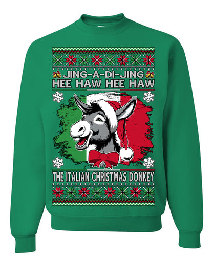 Jing a Di Jing Dominick the Italian Christmas Donkey, Classic New York Brooklyn Xmas Song Lyrics, Ugly Christmas Sweater Ugly Christmas Unisex Crewneck Sweatshirt
