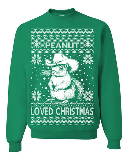 Peanut Loved Christmas, Funny Viral NYC New York Squirrel Meme Trending Save Our Pets Memes, Ugly Christmas Sweater Ugly Christmas Unisex Crewneck Sweatshirt