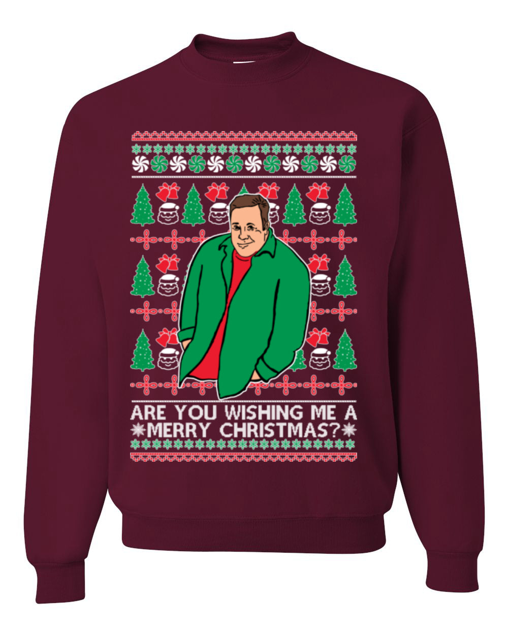 Are You Wishing Me a Merry Christmas? Funny Kevin Viral Shrug Shrugging Actor Meme Ugly Christmas Unisex Crewneck Sweatshirt
