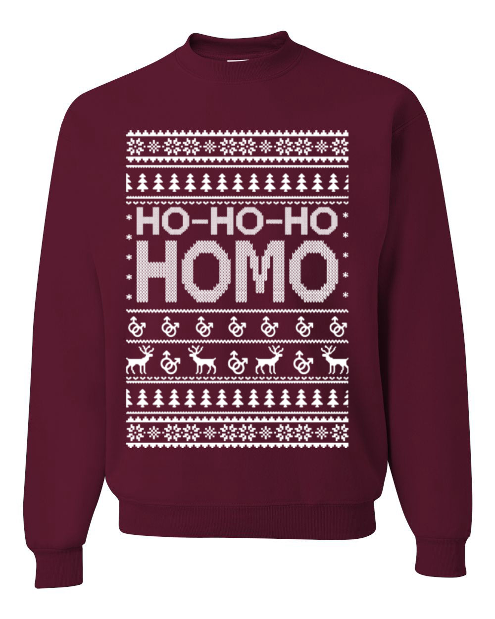 Ho Ho Ho Homo, Funny LGBT Pride Grey Greysexual Gay Lesbian Homosexual Bi Bisexual,  Ugly Christmas Unisex Crewneck Sweatshirt