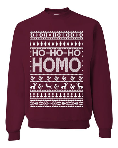 Ho Ho Ho Homo, Funny LGBT Pride Grey Greysexual Gay Lesbian Homosexual Bi Bisexual,  Ugly Christmas Unisex Crewneck Sweatshirt