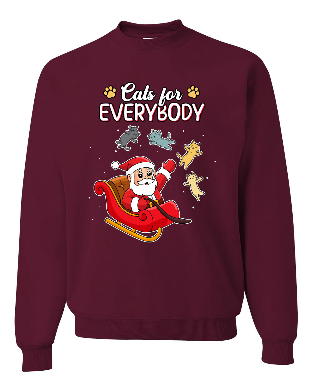 Cats for Everybody, Cute Santa Claus Santa's Sleigh Floating Space Cat  Ugly Christmas Unisex Crewneck Sweatshirt