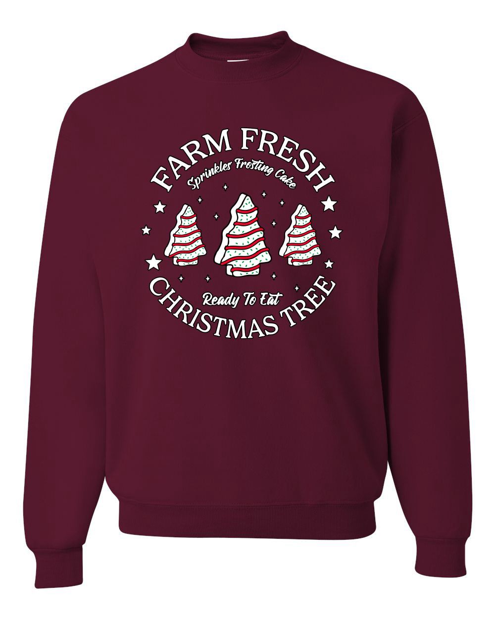 Farm Fresh Christmas Tree, Sprinkle Frosted Cake, Ready to Eat | Classic Winter Holiday Dessert  Ugly Christmas Unisex Crewneck Sweatshirt