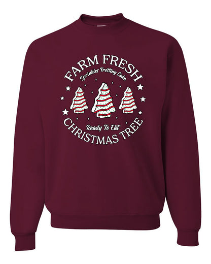 Farm Fresh Christmas Tree, Sprinkle Frosted Cake, Ready to Eat | Classic Winter Holiday Dessert  Ugly Christmas Unisex Crewneck Sweatshirt