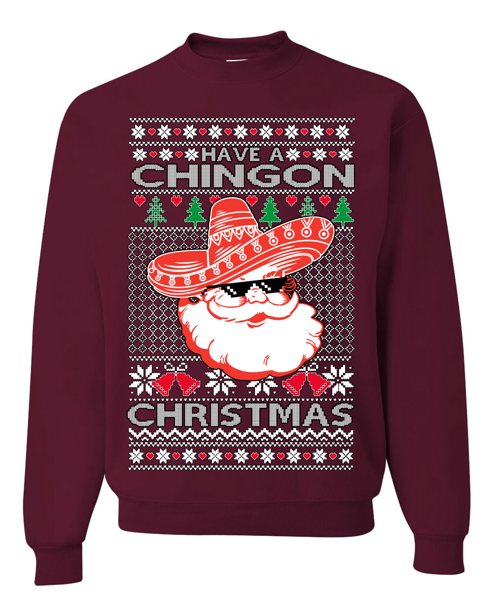 Have a Chingon Christmas, Funny Spanish Song Latin Pop Music Lyrics Saying, Ugly Christmas Sweater Ugly Christmas Unisex Crewneck Sweatshirt