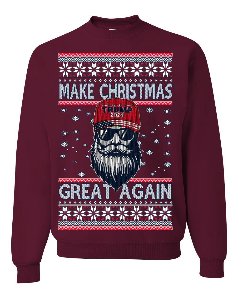Make Christmas Great Again Trump Santa Claus 2024 MAGA,  Donald Trump JD Vance GOP Republican, Ugly Christmas Sweater Crewneck Sweatshirt Ugly Christmas Unisex Crewneck Sweatshirt