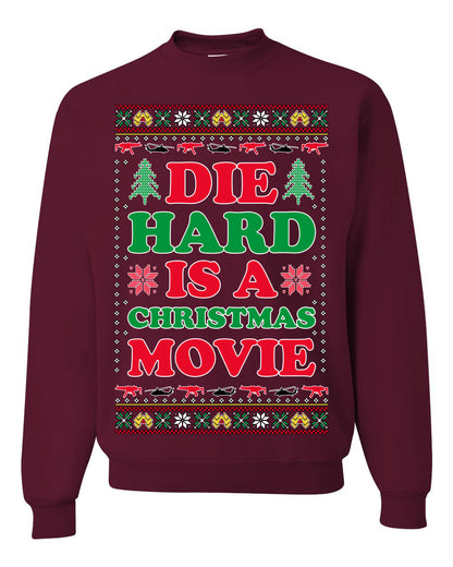 Die Hard is a Christmas Movie Classic, McClane Hans Nakatomi Plaza Xmas Party Holiday Movies, Ugly Christmas Sweater Crewneck Sweatshirt Ugly Christmas Unisex Crewneck Sweatshirt