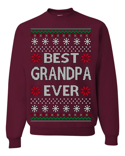 Best Grandpa Ever Classic Xmas Winter Holidays Ugly Christmas Sweater Ugly Christmas Unisex Crewneck Sweatshirt