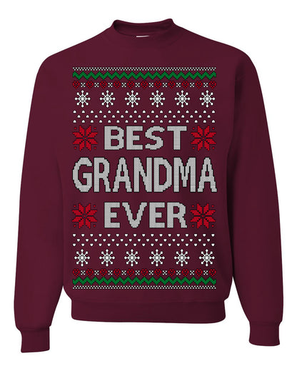 Best Grandma Ever Classic Xmas Winter Holidays Ugly Christmas Sweater Ugly Christmas Unisex Crewneck Sweatshirt