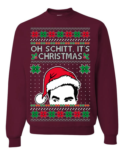 Oh Schitt It's Christmas Funny David TV Show Sitcom Ugly Christmas Sweater Ugly Christmas Unisex Crewneck Sweatshirt