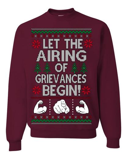 Let the Airing of Grievances Begin Funny TV Sitcom Festivus for the Rest of Us, Feats of Strength Iconic TV Quote Ugly Christmas Unisex Crewneck Sweatshirt