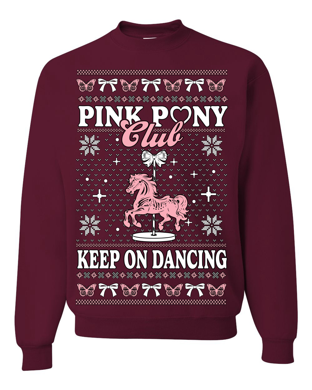 Pink Pony Club Pop Star Keep on Dancing, Iconic Music Concert Fan Merch Ugly Christmas Sweater Ugly Christmas Unisex Crewneck Sweatshirt