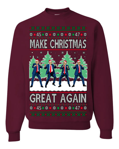 Make Christmas Great Again Shimmy Dance USA President Ugly Christmas Sweater Ugly Christmas Unisex Crewneck Sweatshirt