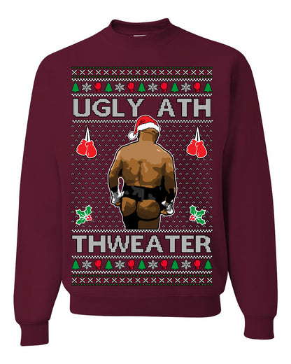 Ugly Ath Sweater Merry Chrithmith, Mike Tyson Butt Viral Ugly Ass Boxing Fight Meme Men Women Funny Ugly Christmas Sweater Ugly Christmas Unisex Crewneck Sweatshirt