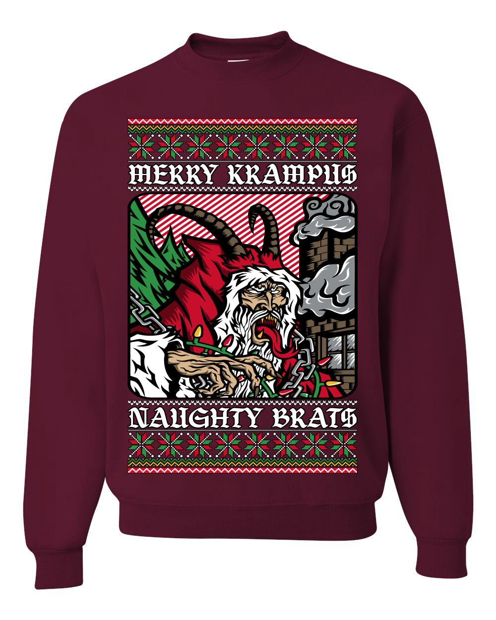 Merry Krampus Naughty Brats | Funny Ugly Christmas Sweater Crewneck Sweatshirt Ugly Christmas Unisex Crewneck Sweatshirt