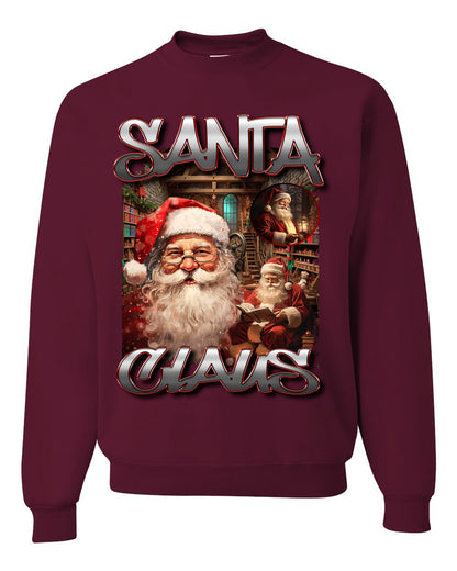 Santa Claus Bootleg Hype Rap Music Style, Funny Hip Hop North Pole Workshop Xmas, Ugly Christmas Sweater Crewneck Sweatshirt Ugly Christmas Unisex Crewneck Sweatshirt