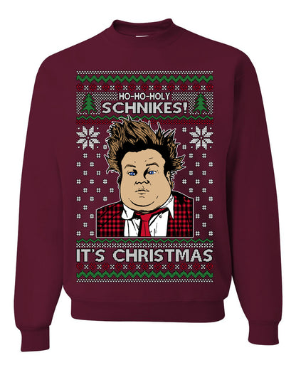 Ho Ho Holy Schnikes, Funny 90s Classic Comedy Farley Tommy Boy Movie Callahan Auto Parts, Ugly Christmas Sweater Ugly Christmas Unisex Crewneck Sweatshirt