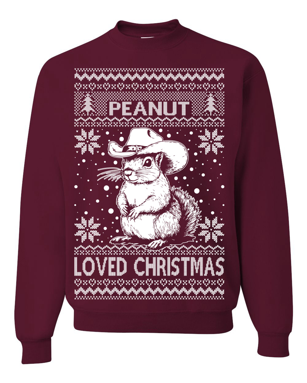 Peanut Loved Christmas, Funny Viral NYC New York Squirrel Meme Trending Save Our Pets Memes, Ugly Christmas Sweater Ugly Christmas Unisex Crewneck Sweatshirt