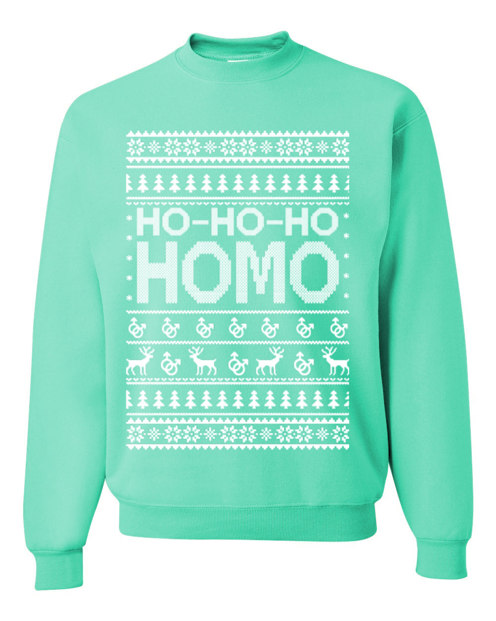 Ho Ho Ho Homo, Funny LGBT Pride Grey Greysexual Gay Lesbian Homosexual Bi Bisexual,  Ugly Christmas Unisex Crewneck Sweatshirt