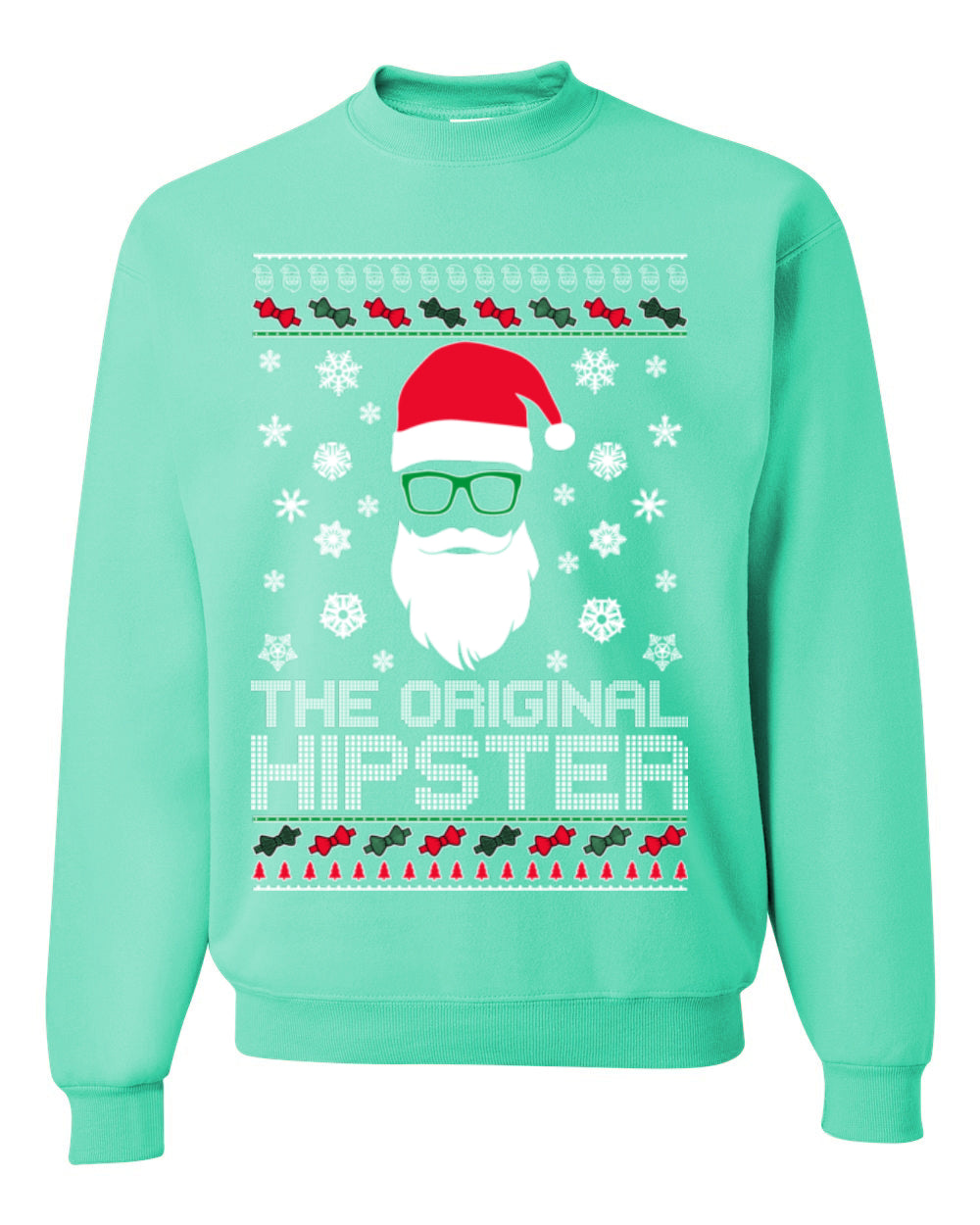Santa Claus the Original Hipster, Funny IPAs Rim Glasses Hipsters Libs Viral Meme, Ugly Christmas Sweater Ugly Christmas Unisex Crewneck Sweatshirt