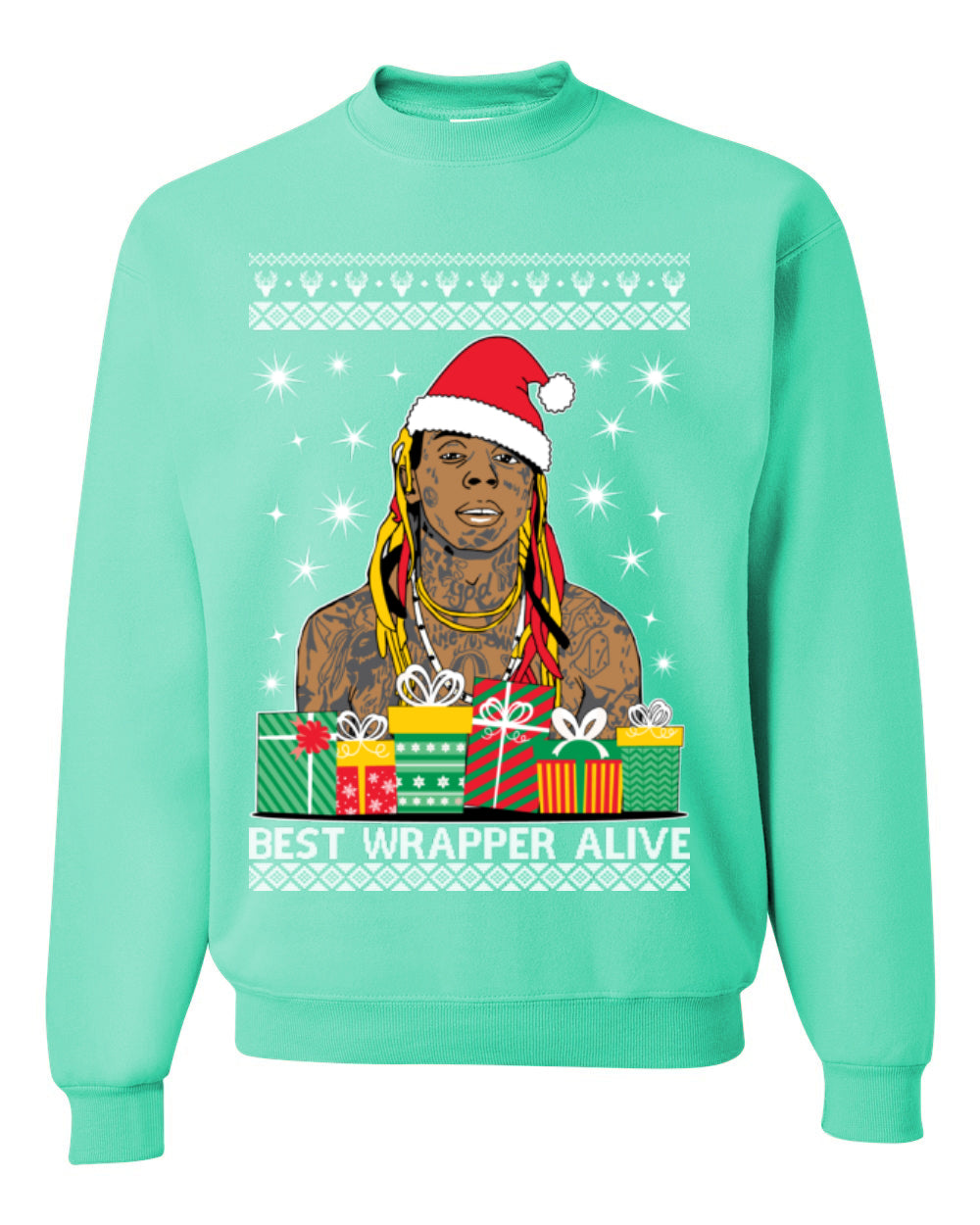 Best Wrapper Alive, Funny Hip Hop Music Tour Merch, Viral New Orleans NOLA Rapper Tune, Ugly Christmas Sweater Ugly Christmas Unisex Crewneck Sweatshirt