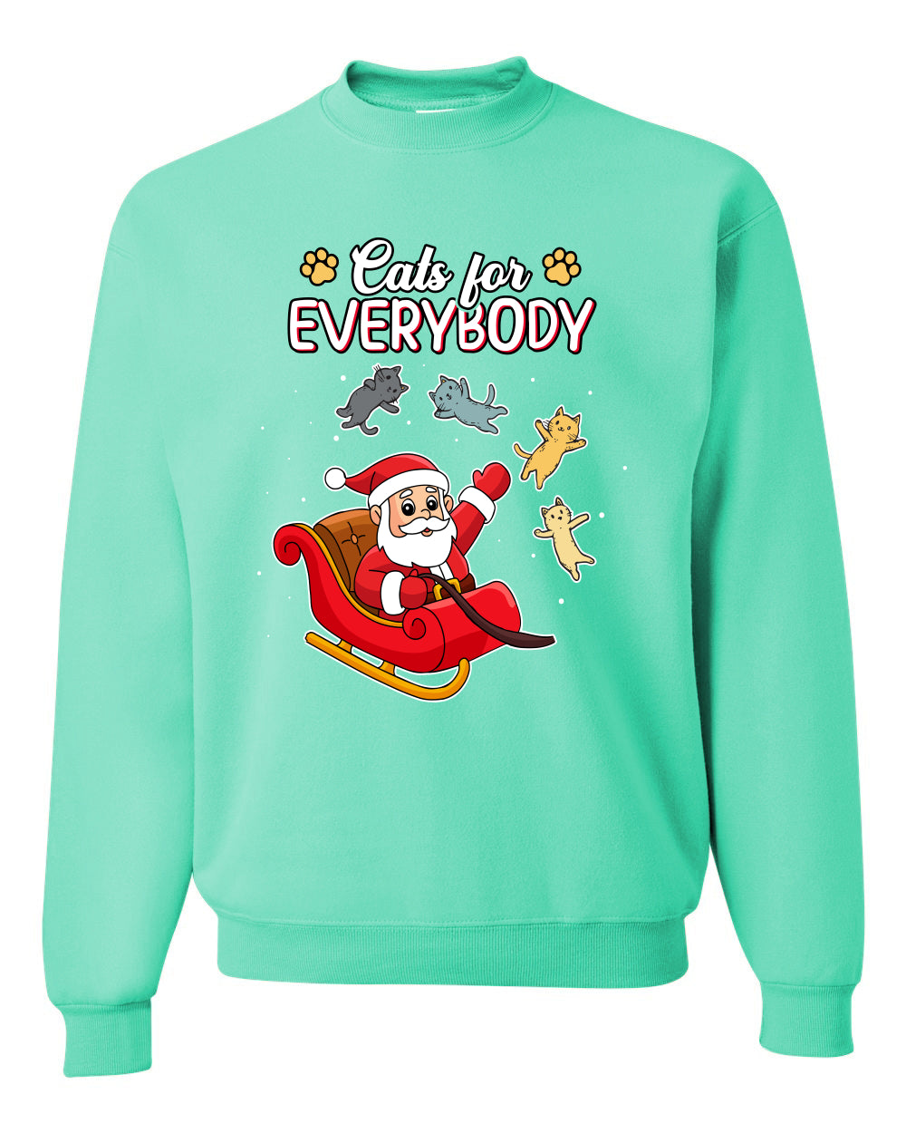 Cats for Everybody, Cute Santa Claus Santa's Sleigh Floating Space Cat  Ugly Christmas Unisex Crewneck Sweatshirt