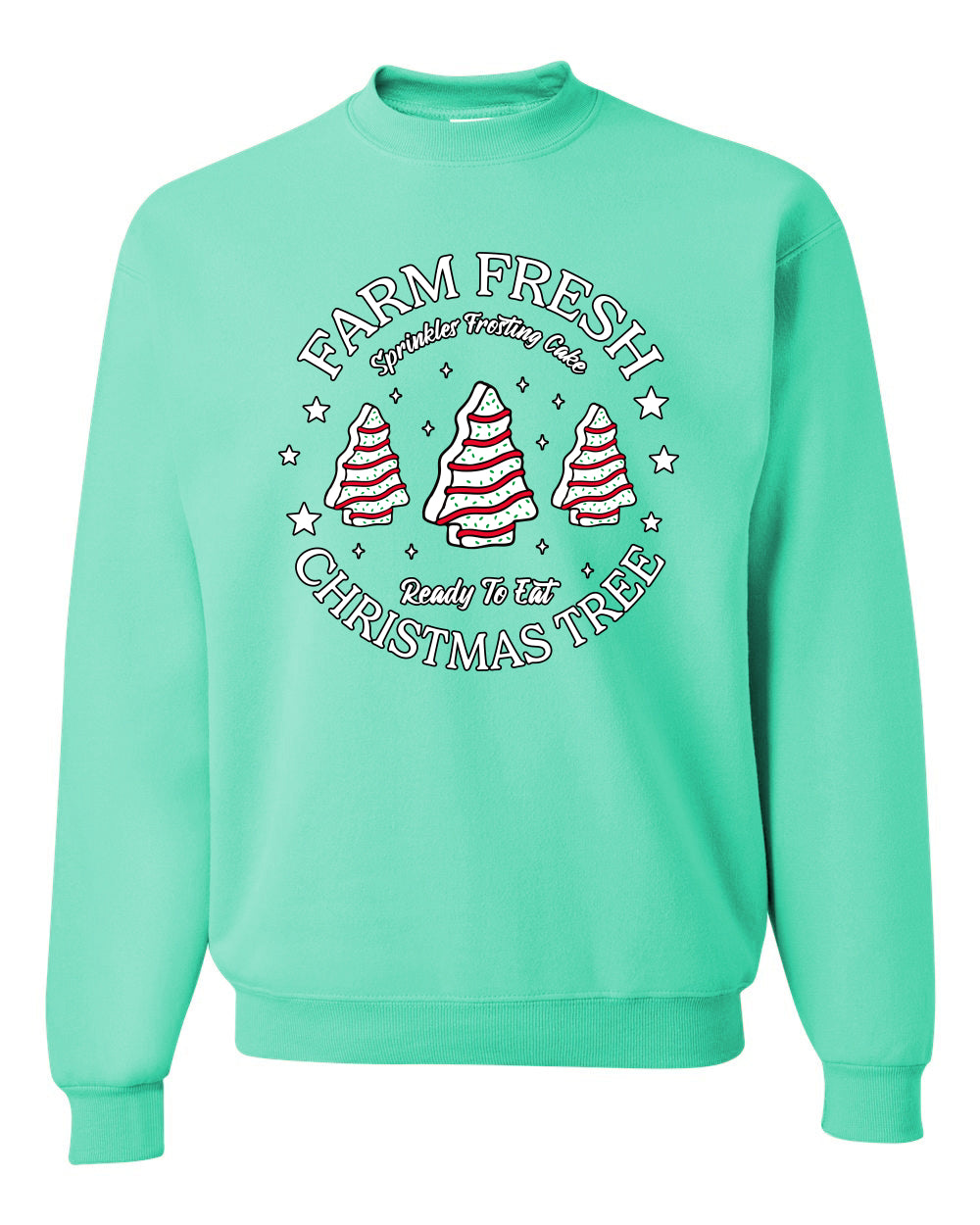 Farm Fresh Christmas Tree, Sprinkle Frosted Cake, Ready to Eat | Classic Winter Holiday Dessert  Ugly Christmas Unisex Crewneck Sweatshirt