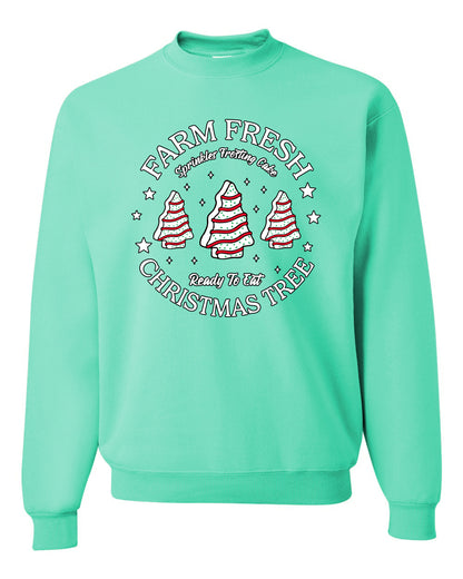 Farm Fresh Christmas Tree, Sprinkle Frosted Cake, Ready to Eat | Classic Winter Holiday Dessert  Ugly Christmas Unisex Crewneck Sweatshirt