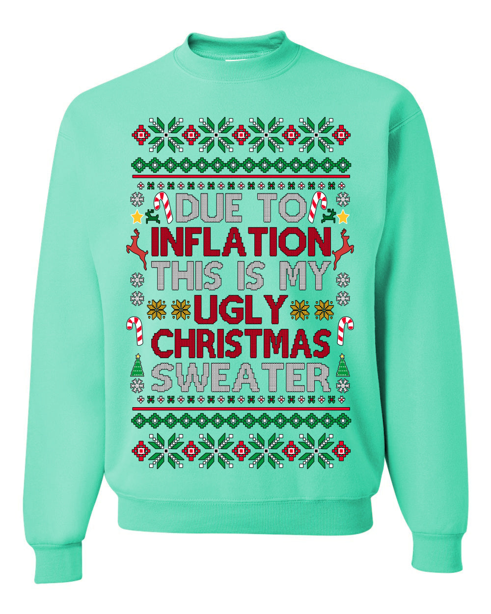 Due to Inflation This is My Ugly Christmas Sweater. Funny 2024 Economy Recession Joke | Ugly Christmas Sweater Crewneck Sweatshirt Ugly Christmas Unisex Crewneck Sweatshirt