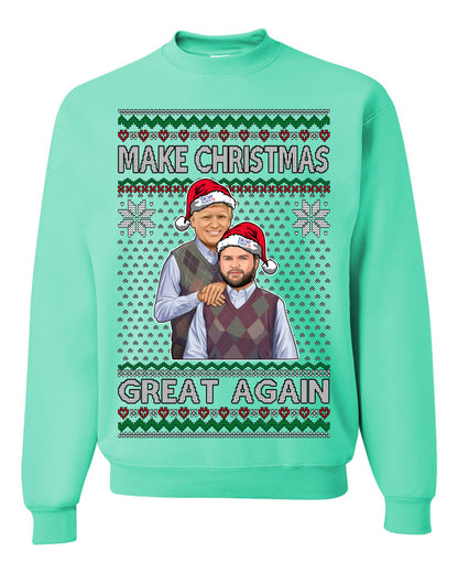 Make Christmas Great Again, MAGA Donald Trump JD Vance 2024, 2000s Comedy Movie Parody, Ugly Christmas Sweater Ugly Christmas Unisex Crewneck Sweatshirt